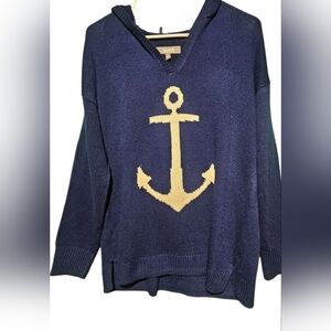 Marled Anchor Blue Knit Sweater Size Large EUC PTP 24